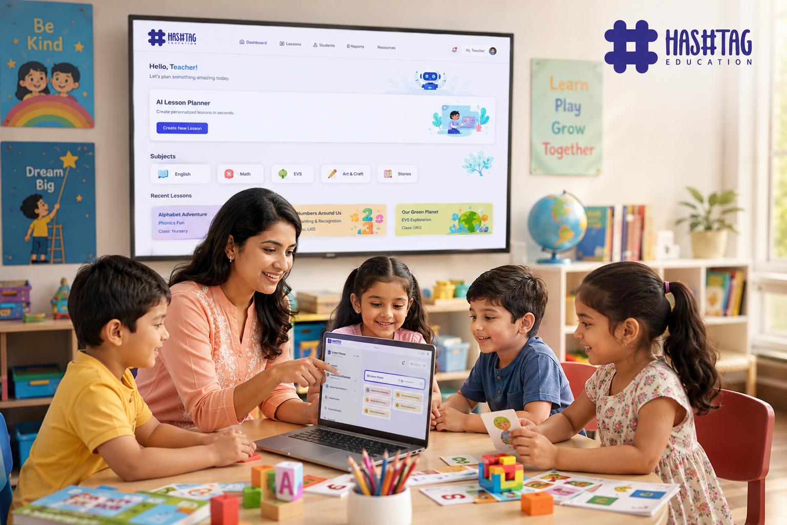 Teacher using the future of learning with AI to plan lessons