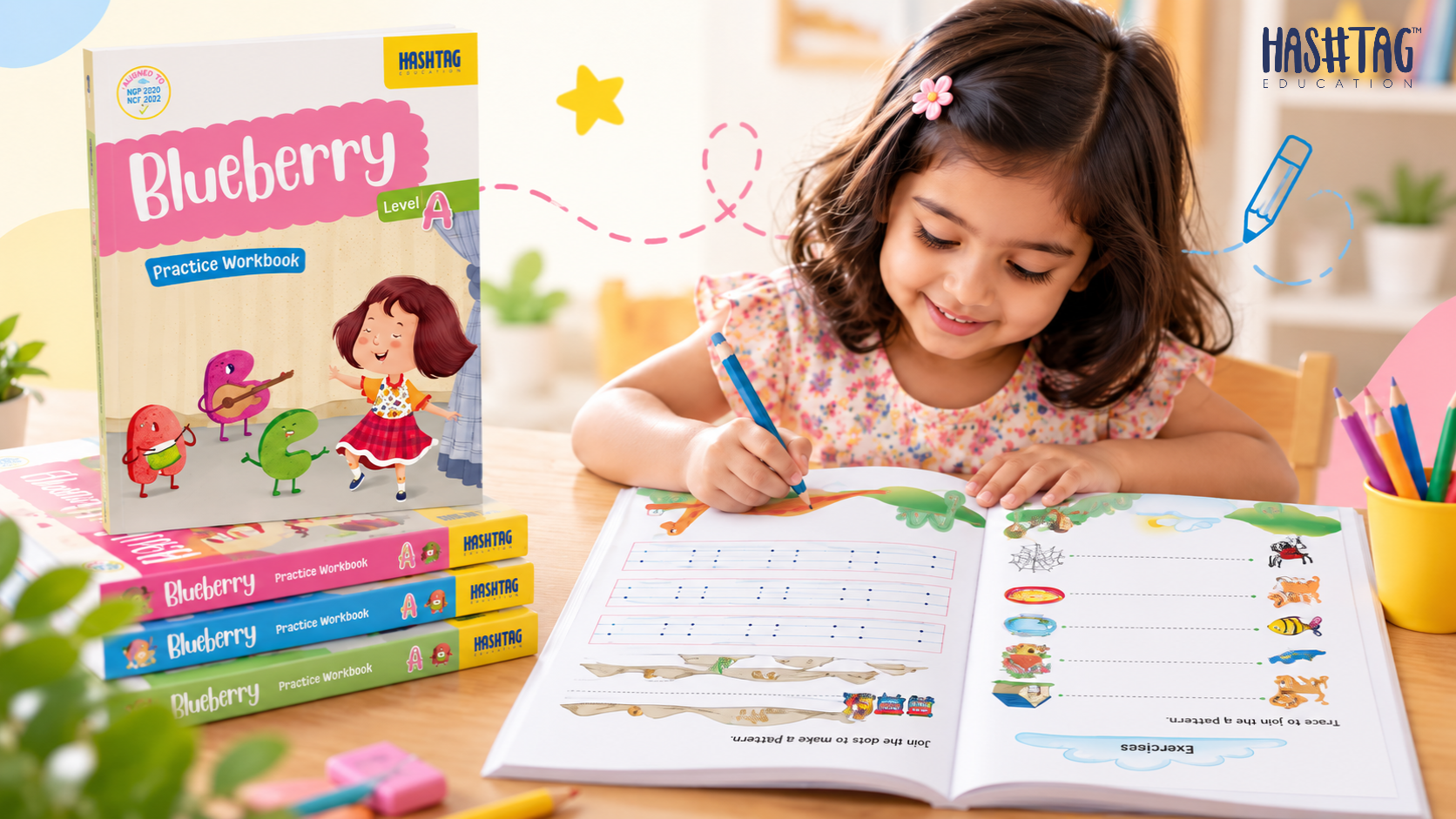 Benefits of tracing for preschoolers with a child practising lines, curves and pre-writing activities